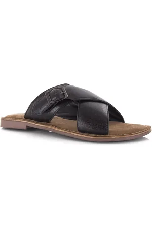 Lazamani Leren mules black met gekruis