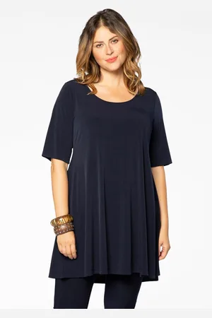 Yoek | Grote maten - dames t-shirt korte mouw - donkerblauw