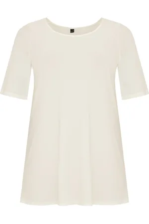 Yoek | Grote maten - dames t-shirt korte mouw - gebroken wit