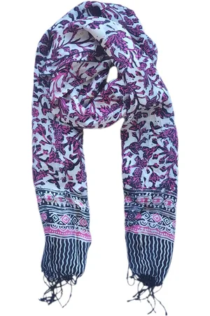 Merkloos Klein Zijden Batik Sjaal - Indonesisch Batik - Wit Roze - Bloemen Patroon - Uniek Cadeau Shawl