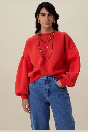 Sissy-Boy Rode sweater met pofmouwen