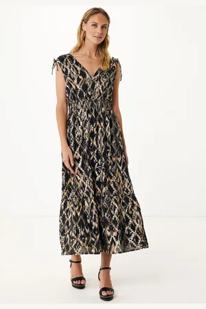 Mexx Dress Ikat Lurex Jaquard Maxi Black Dames