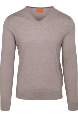 Suitable Merino Pullover V-Hals Greige