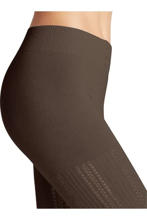 Falke Knit Caress warm zonder patroon admend oondorchzichtig zacht comfortabel Organisch Duurzaam Katoen Wol Bruin Dames panty