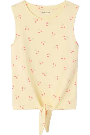 Vertbaudet Bedrukte tanktop met knoop voor meisjes