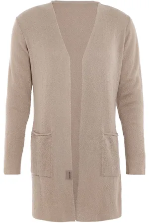Knit Factory Ella Lang Gebreid Vest - Gebreide dames cardigan - Lang vest tot over de knie - Zwart damesvest gemaakt uit 30% wol en 70% acryl - - 40/42