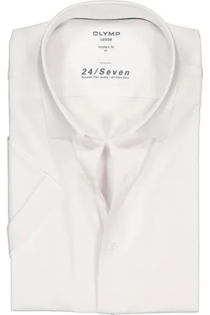 Olymp Luxor 24/Seven modern fit overhemd - korte mouw - tricot - Strijkvriendelijk - Boordmaat: 44