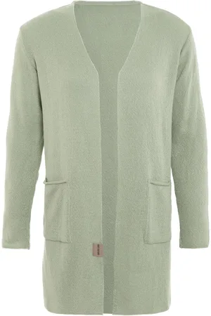 Knit Factory Ella Lang Gebreid Vest - Gebreide dames cardigan - Lang vest tot over de knie - Zwart damesvest gemaakt uit 30% wol en 70% acryl - - 36/38