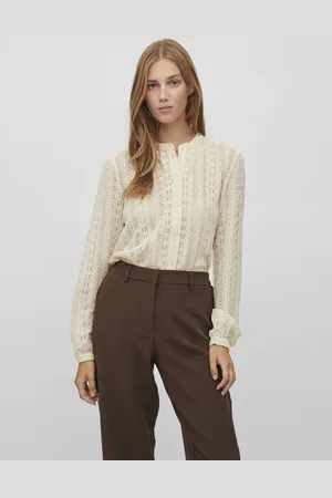 VILA Blouse Vichikka Lace L/s Shirt- Noos 14082977 Birch Dames