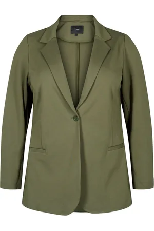 Zizzi JMADDIE, L/S, BLAZER Dames Jas - Dark Green