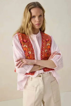 Sissy-Boy Lichtrood gilet met bloemen embroidery