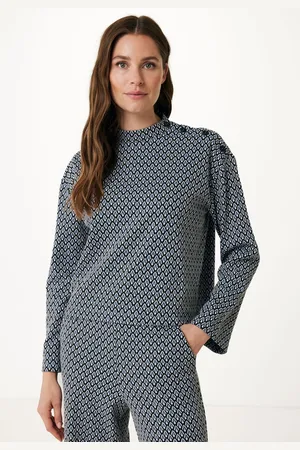 Mexx Top Jacquard Blauw Dames