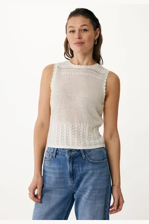 Mexx Top Patch Ajour Dull White Dames