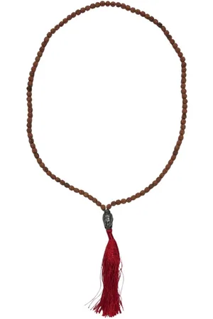 Ruben Robijn Mala ketting Rhudraksha boeddha hoofd rode kwast 35 cm