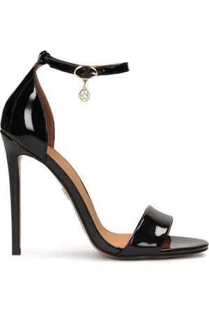 Kazar Black patent leather sandals with slim heel