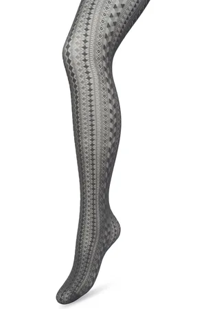 Bonnie Doon Grafische Panty 40 Denier Grijs Dames maat S/M - Grafisch - Print - Gladde Naden - Maximaal Draagcomfort - Chique Panty - Geometrie Tights - Feestelijk - - BP221902.169