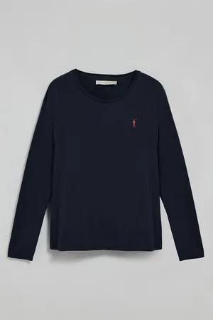 Polo Club® Basic marineblauwe T-shirt met lange mouwen met Rigby Go-logo