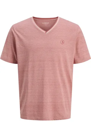 JACK & JONES JACK&JONES JCOCONTRAST TEE SS V-NECK SMU Heren T-shirt - Pink Icing New