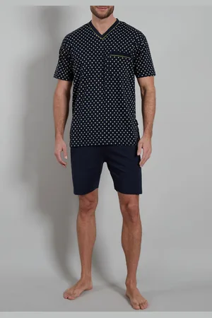 Götzburg Gotzburg heren shortama V-hals - donkerblauw dessin