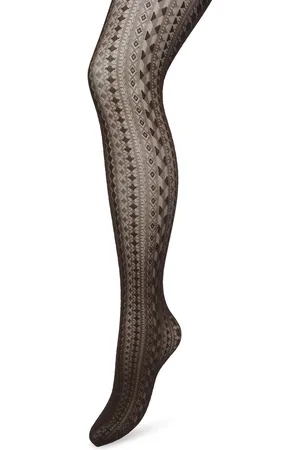 Bonnie Doon Grafische Panty 40 Denier Bruin Dames maat L/XL - Grafisch - Print - Gladde Naden - Maximaal Draagcomfort - Chique Panty - Geometrie Tights - Feestelijk - - BP221902.158