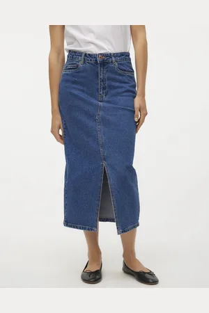 VERO MODA VMVERI HR CALF DENIM SKIRT GA MIX NOOS - Dames - Rokken