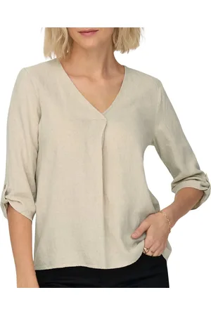 JDY Say Linen V-Neck Top Dames