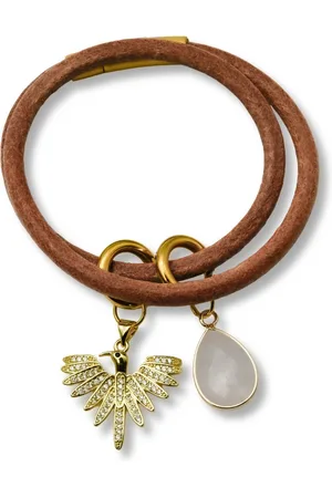 Marama Wikkelarmband - leer - edelsteen rozenkwarts - Fenix - damesarmband - cadeau dames