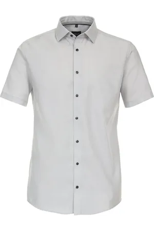 Venti Modern fit overhemd - korte mouw - dobby - - Strijkvrij - Boordmaat: 46