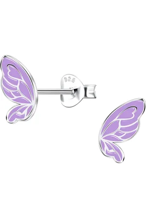JYC Joy|S - Zilveren vlinder oorbellen - / lila vlindertjes vleugels - 5 x 9 mm - sterling zilver 925