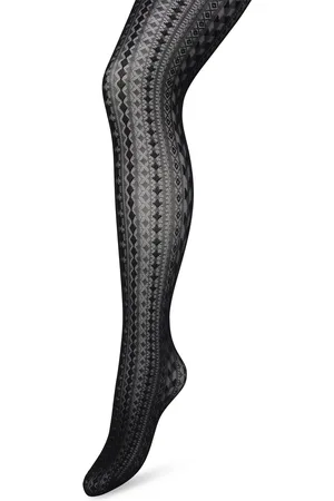 Bonnie Doon Grafische Panty 40 Denier Dames maat S/M - Grafisch - Print - Gladde Naden - Maximaal Draagcomfort - Chique Panty - Feestelijk - Geometrie Tights - Black - BP221902.101
