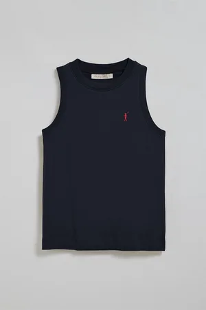 Polo Club® Marineblauwe basic top met ronde hals en geborduurd Rigby Go-logo