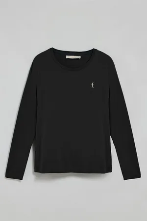 Polo Club® Basic zwarte T-shirt met lange mouwen met Rigby Go-logo