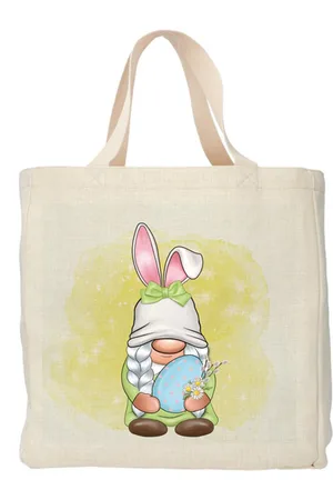 Merkloos Shopper Tote bag - Boodschappentas - Easter Gnome - Egg - Paasei - 48x38cm