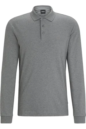 HUGO BOSS BOSS Pado regular fit polo lange mouw - jersey - middengrijs