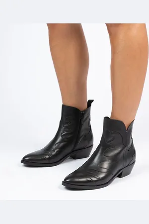 Manfield Dames - Zwarte leren cowboy laarzen