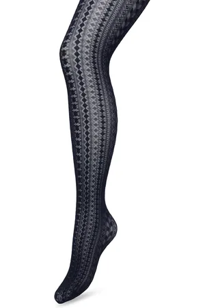 Bonnie Doon Grafische Panty 40 Denier Donker Blauw Dames maat S/M - Grafisch - Print - Gladde Naden - Maximaal Draagcomfort - Chique Panty - Geometrie Tights - Feestelijk - - BP221902.111