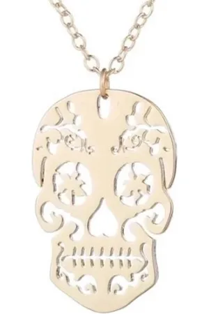 Yehwang Necklace - ketting - stainless steel - kleur - gold - mexican - skull- doodshoofd