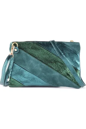 Giuliano Rainbow Metallic Schoudertas - Clutch - Petrol