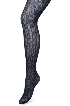 Bonnie Doon Grafische Panty 40 Denier Donker Blauw Dames maat L/XL - Grafisch - Print - Gladde Naden - Maximaal Draagcomfort - Chique Panty - Feestelijk - Eclectic Tights - Donkerblauw - - BP221911.102