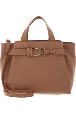 Coccinelle Leren Schoudertas Malory Handbag Grained Leather Lichtbruin
