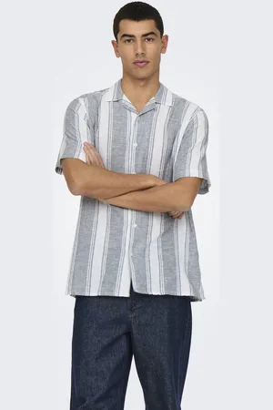 Only & Sons ONLY&SONS - ONSCAIDEN LIFE STRIPE RES LINENBLENDNOOS - Heren - Overhemden
