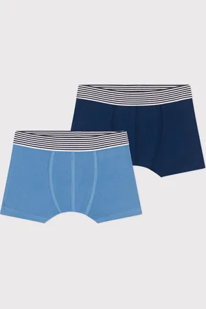 Petit Bateau Set van 2 boxers in effen katoen en elastaan Jongens Onderbroek