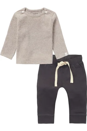 Noppies Kledingset - 2 delig - Broek antraciet grijs - Shirt taupe