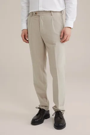WE Fashion Heren Slim fit pantalon met subtiel ruitdessin