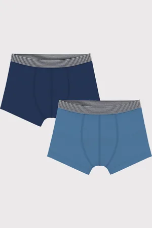 Petit Bateau Set van 2 boxers in effen katoen en elastaan Jongens Onderbroek