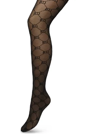 Bonnie Doon Geruite Panty 60 Denier Zwart Dames maat L/XL- BD logo - Ruitjes Patroon - Print - Gladde Naden - Maximaal Draagcomfort - Tights - Chique Panty - Feestelijk - - BP221901.101