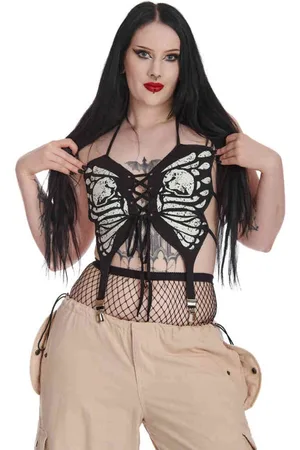 Banned Retro Lucasta Skeleton Butterfly Crop top - XS/S