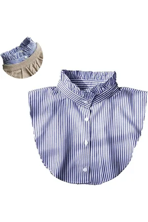 Merkloos Nep kraag - Nep halsband - gestreepte overhemdkraag - roezels - roesjes Blouse kraagje - Nep los kraagje - Dames - 1 stuk - - Wit - Ruches - Verstelbaar