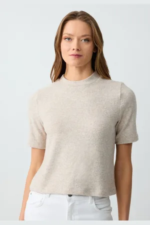 Jimmy Key Half Coltrui Korte Mouw Relaxte Pasvorm Gebreide Blouse