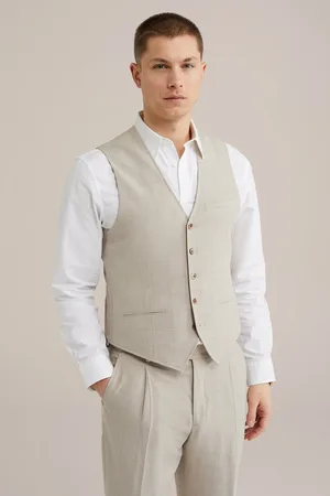 WE Fashion Heren gilet met subtiele ruit en stretch